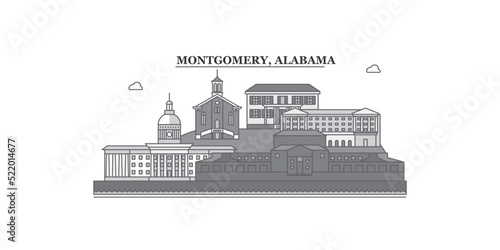 United States, Montgomery city skyline isolated vector illustration, icons photo