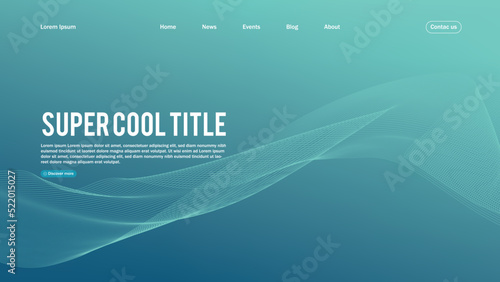 Landing page abstract design. Template for website or app. Colorful abstract minimal wave