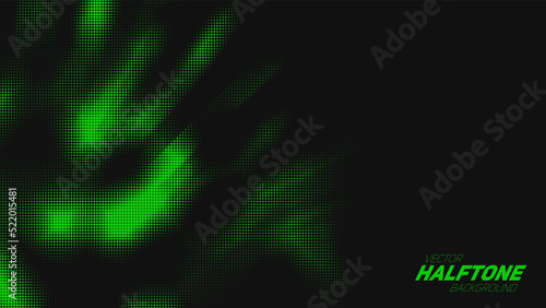 Abstract vector torn green halftone background. Scrathed dotted texture element.