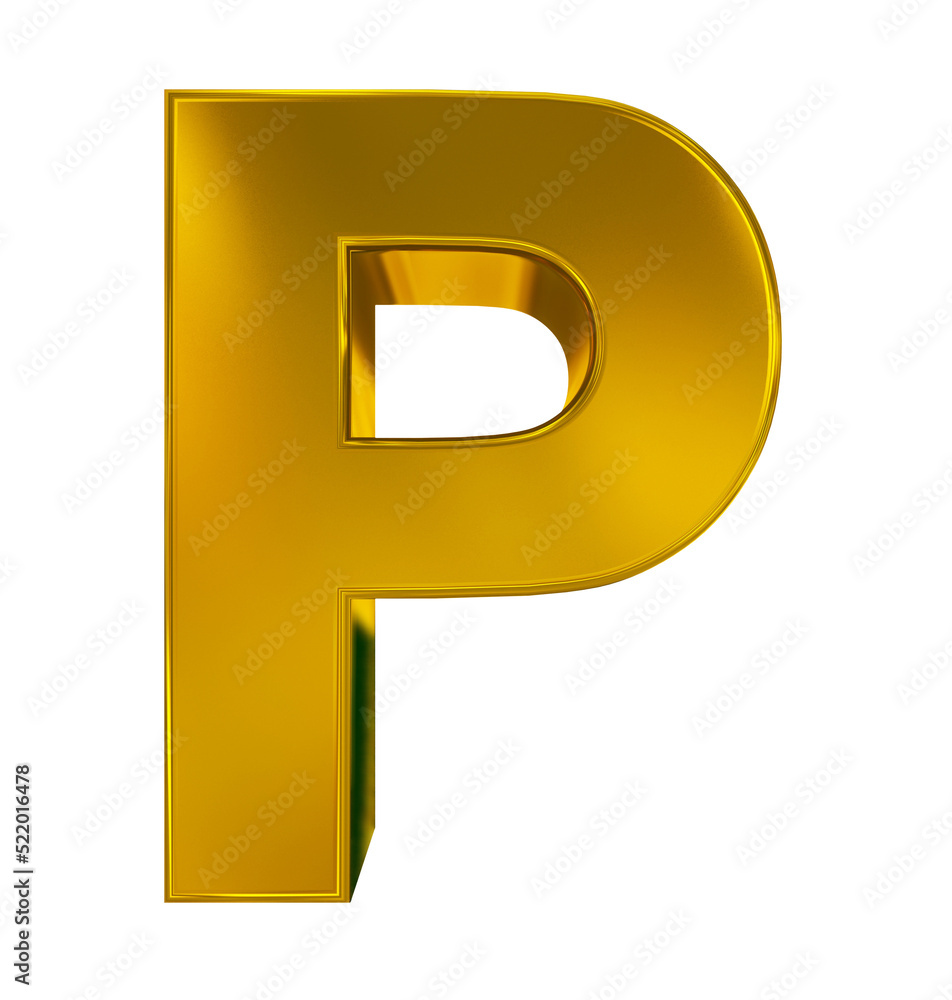 letter P 3d golden isolated on white - 3d rendering letter P 3d golden isolated on white - 3d rendering