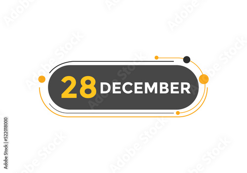 december 28 calendar reminder. 28th december daily calendar icon template. Calendar 28th december icon Design template. Vector illustration
