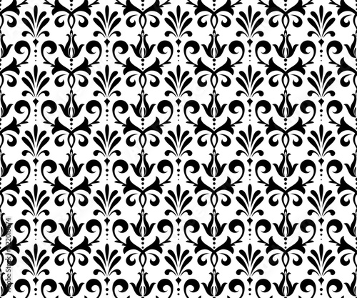 Flower geometric pattern. Seamless vector background. White and black ornament.