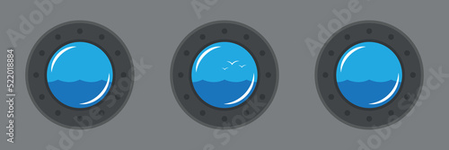 porthole icon with sea view marine holiday design
