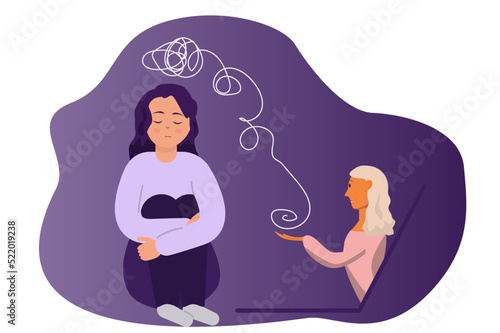 Psychologist online. Psychiatrist consulting patient.Psychological counseling concept.  Psychology. Eps 10