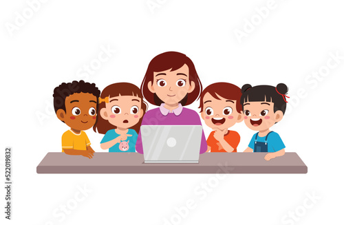 teacher explain about computer and internet to student