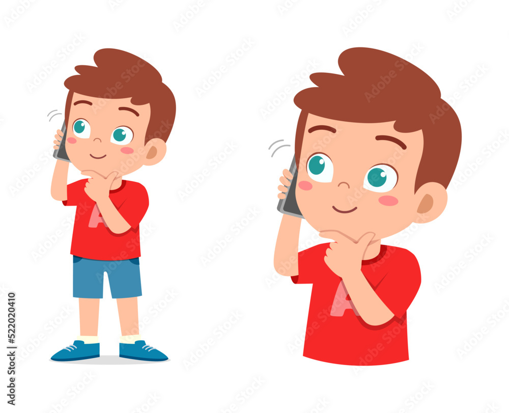 little kid use smartphone for communication and feel happy little kid use smartphone for communication and feel happy