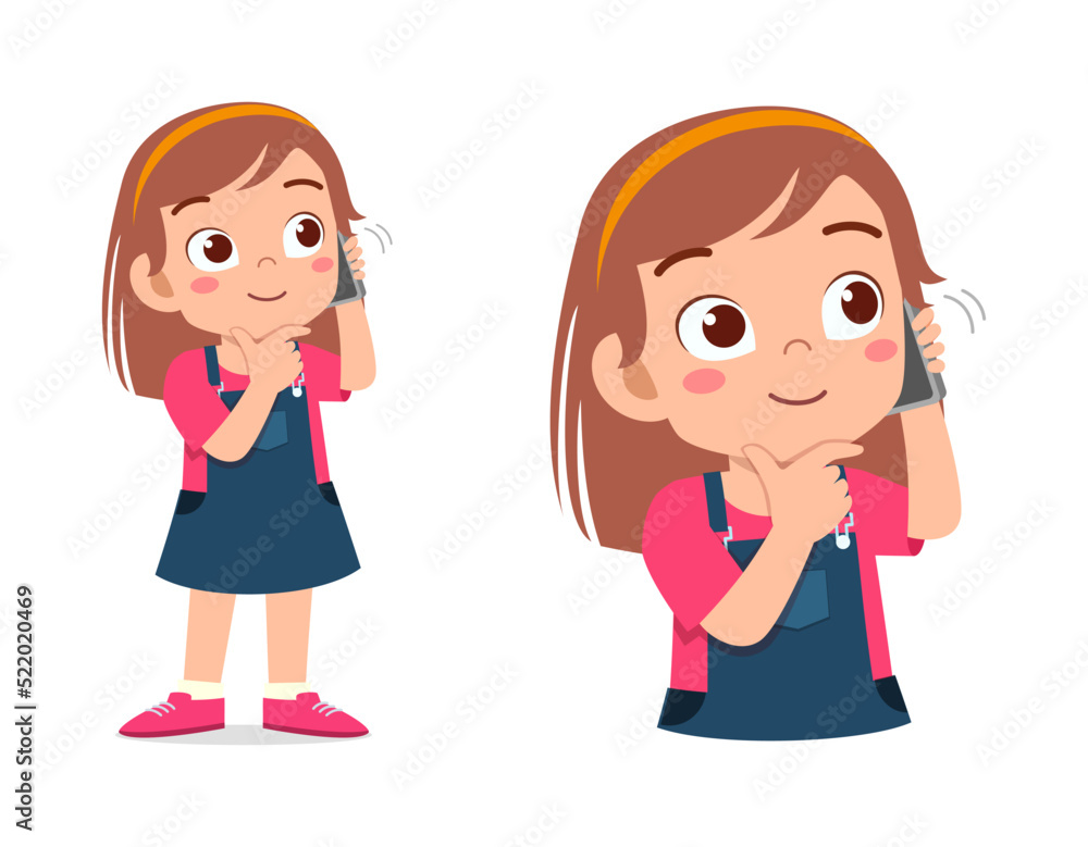 little kid use smartphone for communication and feel happy little kid use smartphone for communication and feel happy
