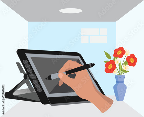  Wacom Input Device Computer Multi-touch icon. Professional , minimalist, creative and eye-catching design. Cintiq Drawing Pad ,Pen Tablet Vector Art, Icons, and Graphics for new business design