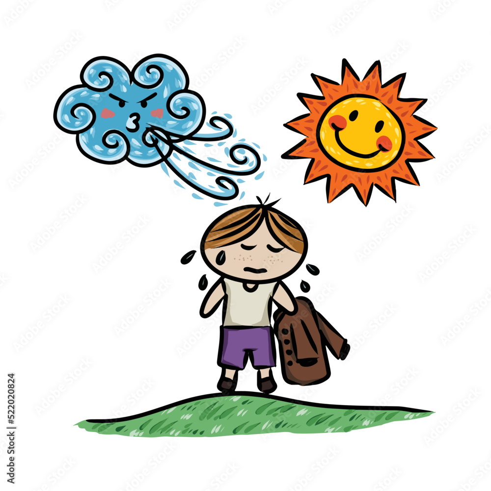 The North Wind And The Sun Vector Illustration For Story Book Aesop s the-north-wind-and-the-sun-vector-illustration-for-story-book-aesop-s