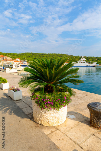 A boulevard on the Adriatic Sea, a port for yachts and cruise ships, Vis, Vis Island, Croatia