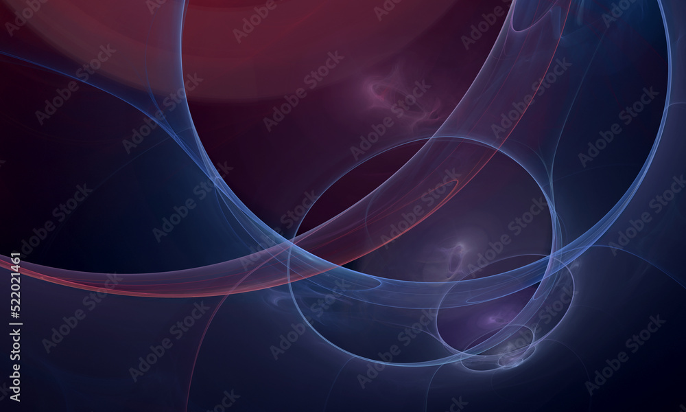 Naklejka premium Elegant purple violet blue 3d electric orbits in deep dark space. Motion of discharges and lightnings glowing in galactic dimension. Fictional scientific concept. Great as cover print, poster, art. 