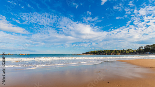 Port Elliot beach with obelisk on a bright day during winter season  Fleurieu Peninsula  South Australia