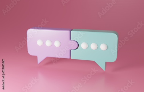 Speech bubble connection, successful communication or business agreement, opinion sharing concept, 3D illustration. photo