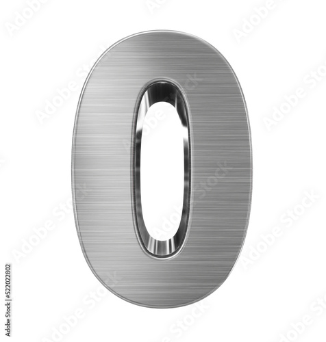 number 0 3d metal isolated on white - 3d rendering
