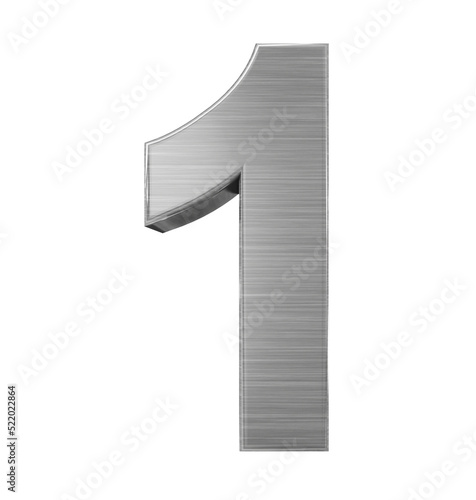 number 1 3d metal isolated on white - 3d rendering