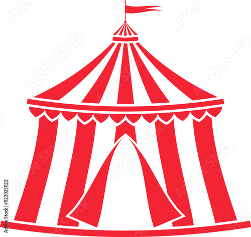 Circus tent icon. Carnival, festival, fair marquee logo. Funfair symbol. Vector illustration.