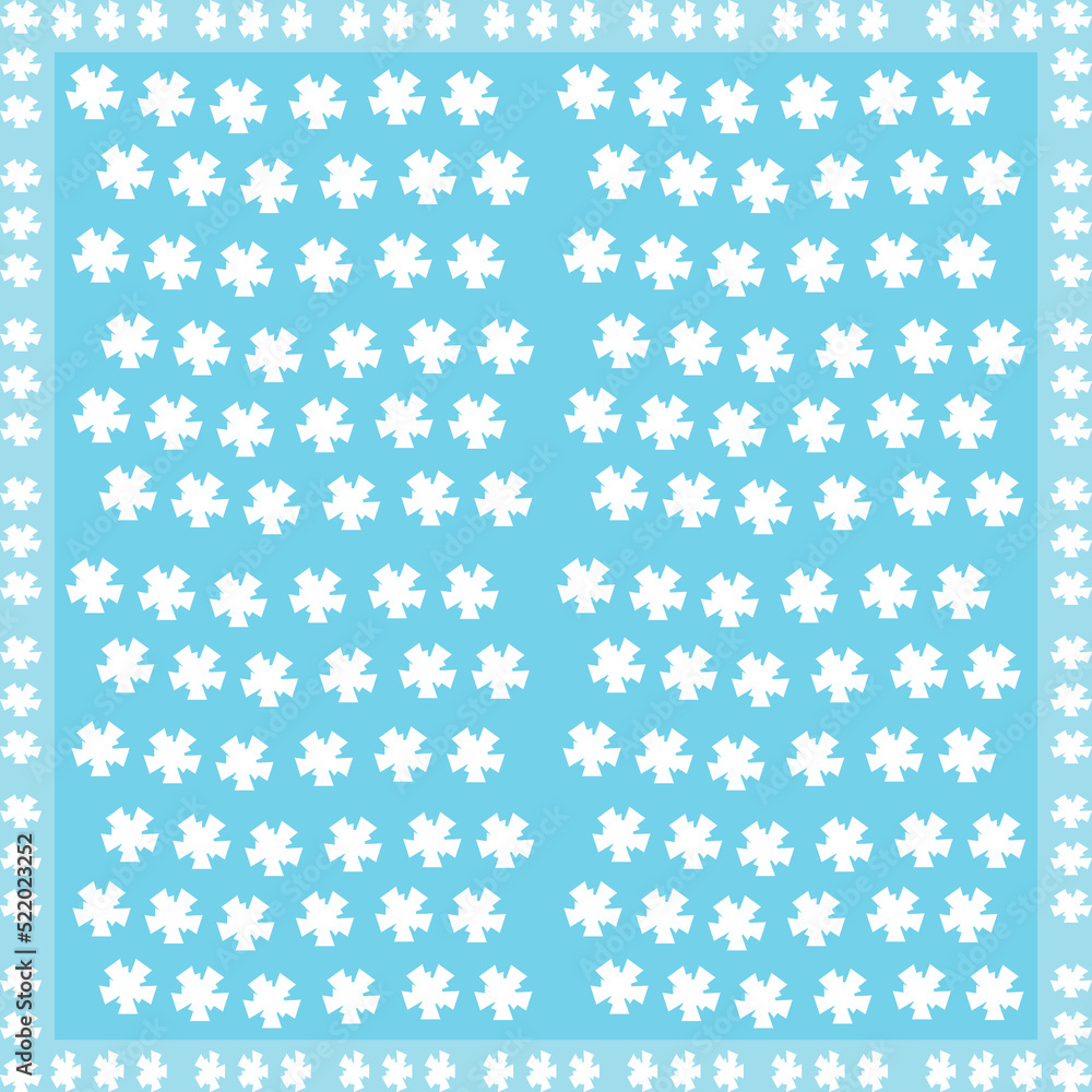 White snowflakes from geometric shape form a pattern on blue pastel background,fashion art design for festival White snowflakes from geometric shape form a pattern on blue pastel background,fashion art design for festival