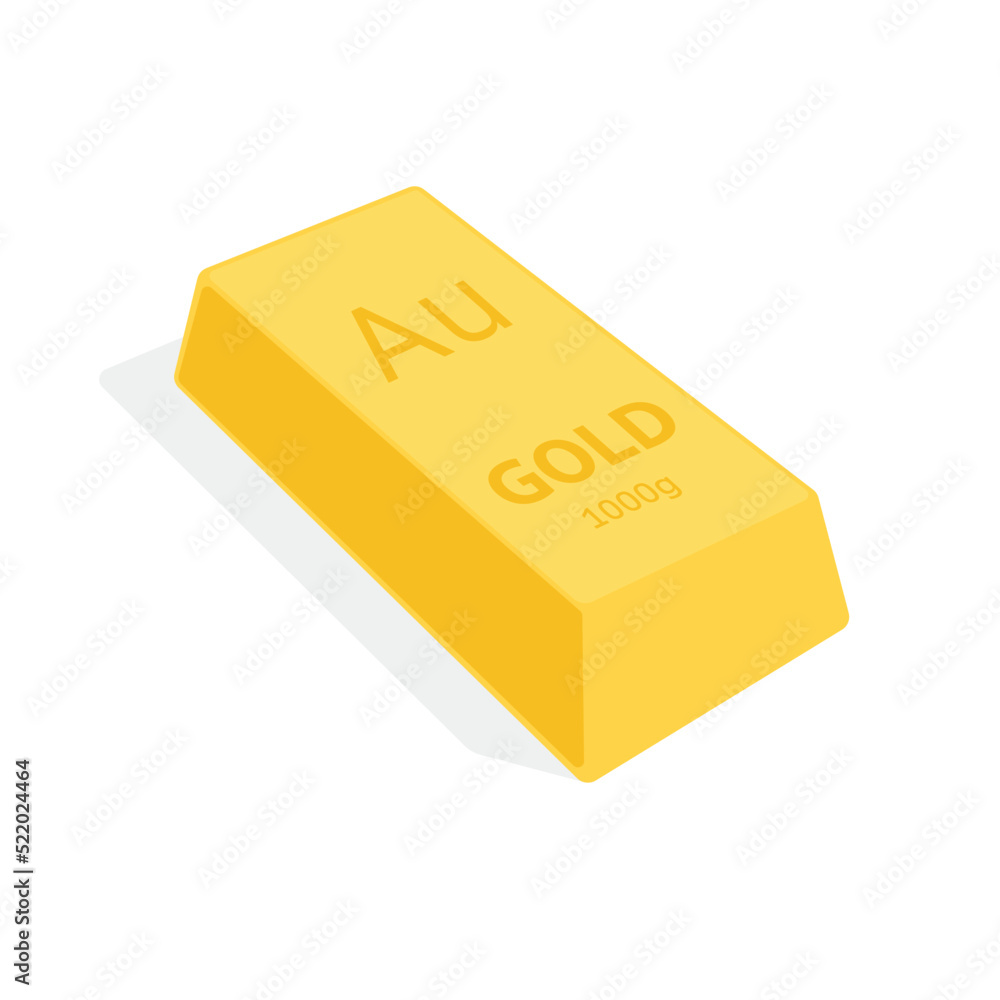 Gold bar. Vector. An illustration of a valuable metal weighing 1 kilogram. Ingot grade 99 percent. Icon for banking website or investment app. Financial instrument of savings. Gold bar. Vector. An illustration of a valuable metal weighing 1 kilogram. Ingot grade 99 percent. Icon for banking website or investment app. Financial instrument of savings.