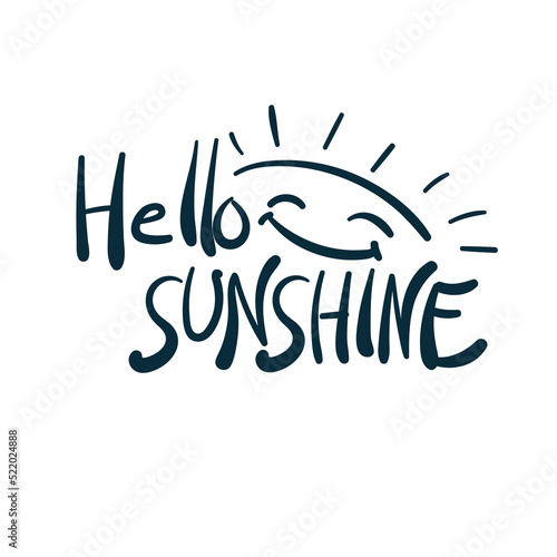 hello sunshine vector concept saying lettering hand drawn shirt quote line art simple monochrome