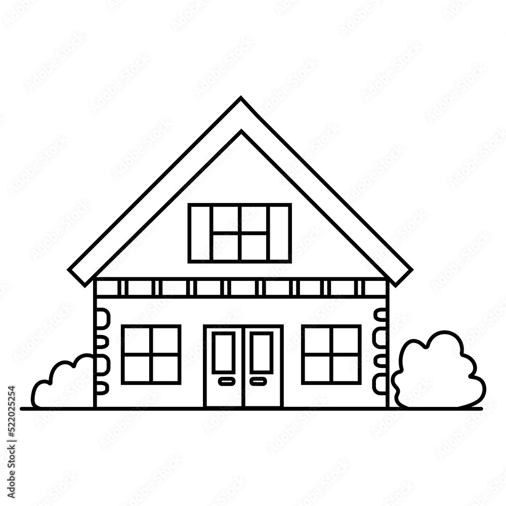 illustration of funny house, doodle concept, good for coloring book, for kids illustration of funny house, doodle concept, good for coloring book, for kids