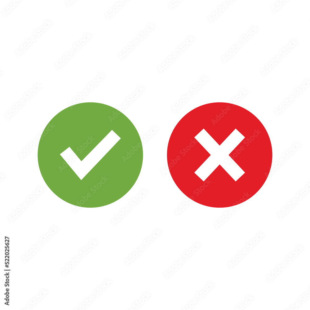 Check mark icon , Cross mark vector illustration. symbol for web site Computer and mobile vector. Check mark icon , Cross mark vector illustration. symbol for web site Computer and mobile vector.
