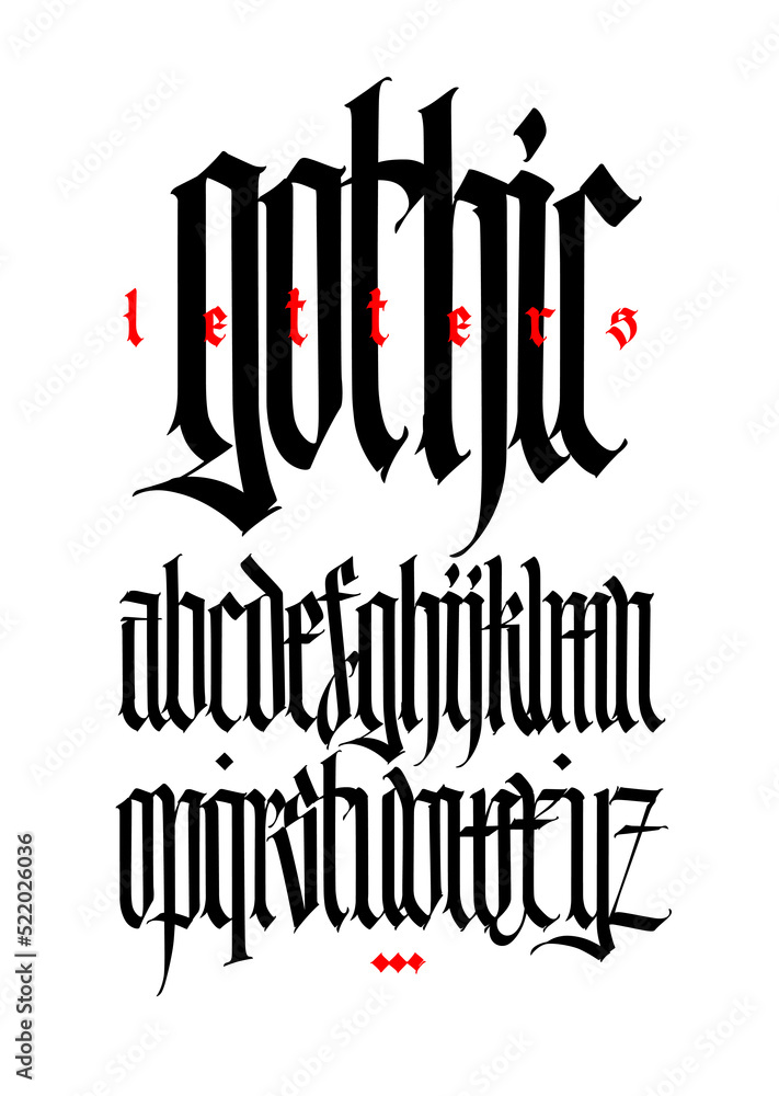 Gothic, display English alphabet. Medieval Latin letters. Classic old European style. Calligraphy and lettering. Lowercase letters for logos, labels and tattoos. Gothic, display English alphabet. Medieval Latin letters. Classic old European style. Calligraphy and lettering. Lowercase letters for logos, labels and tattoos.