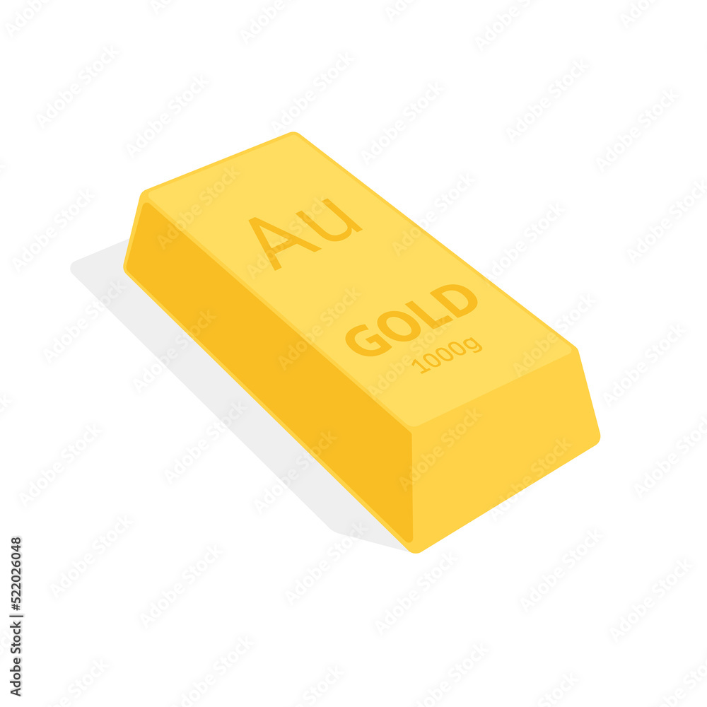 Gold bar. An illustration of a valuable metal weighing 1 kilogram. Ingot grade 99 percent. Icon for banking website or investment app. Financial instrument of savings. Gold bar. An illustration of a valuable metal weighing 1 kilogram. Ingot grade 99 percent. Icon for banking website or investment app. Financial instrument of savings.