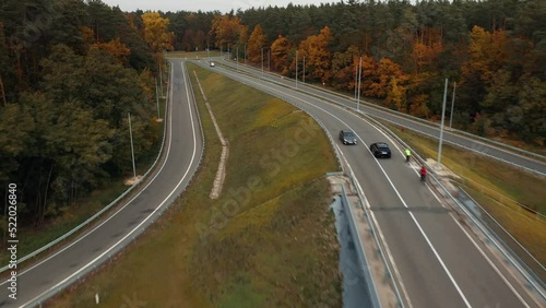 Driving along a forest road photo