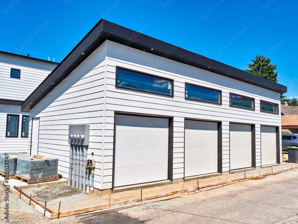 Four stall garage of a residential house under construction Four stall garage of a residential house under construction