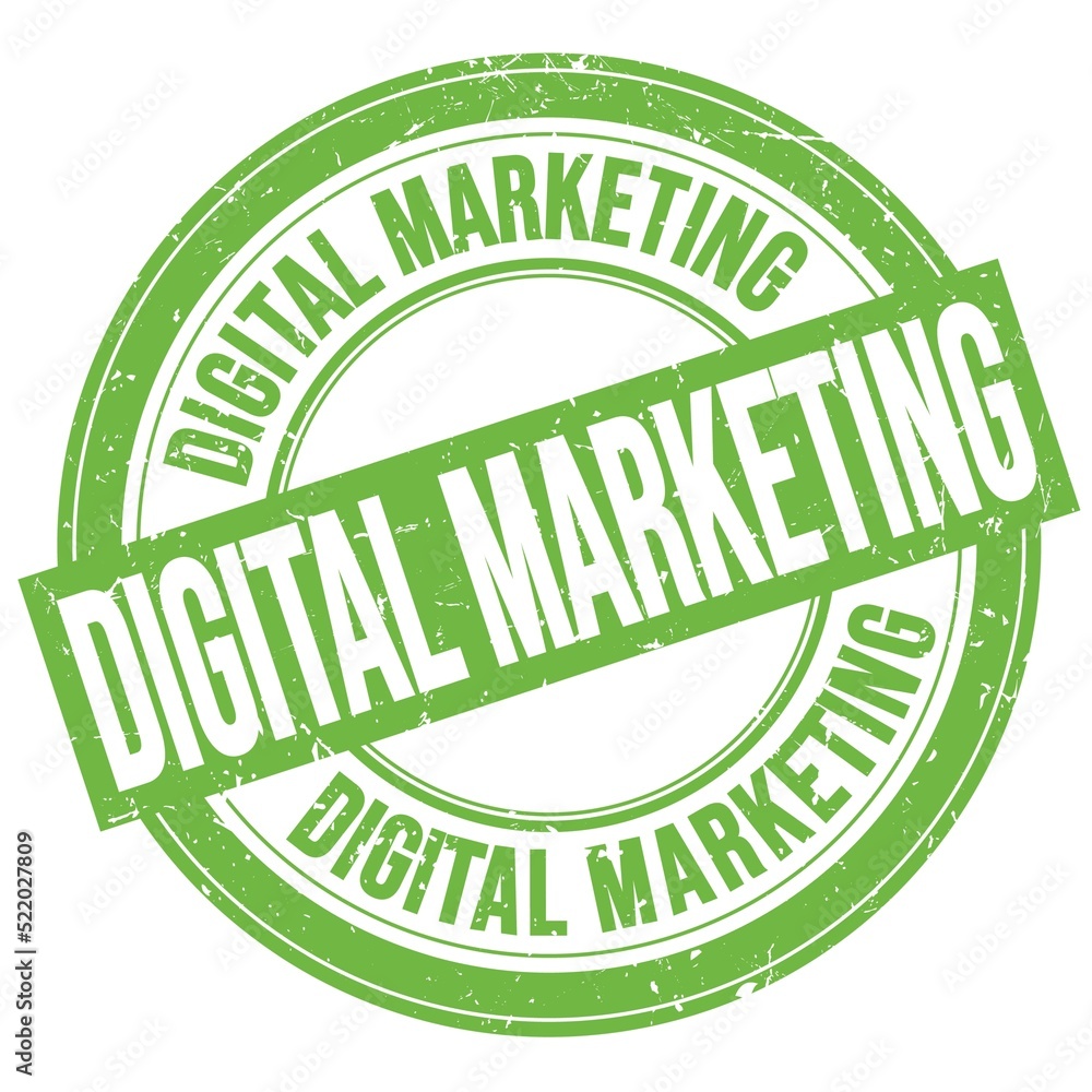 DIGITAL MARKETING text written on green round stamp sign DIGITAL MARKETING text written on green round stamp sign
