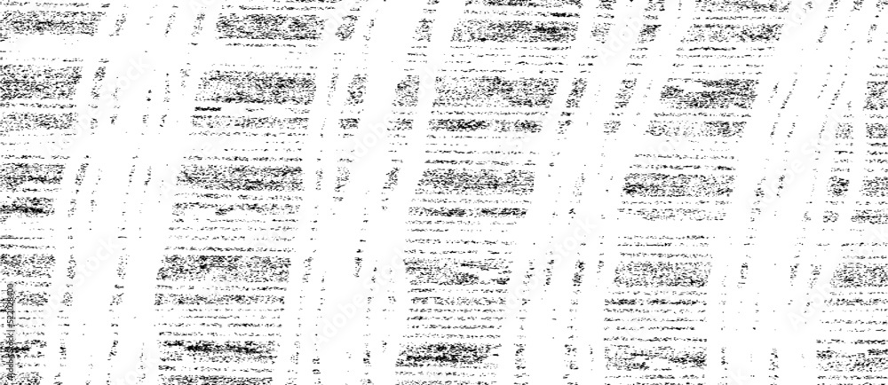 Obraz premium Monochrome texture composed of irregular graphic elements. Distressed uneven grunge background. Abstract vector illustration. Overlay for interesting effect and depth. Isolated on white background.