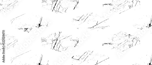 Monochrome texture composed of irregular graphic elements. Distressed uneven grunge background. Abstract vector illustration. Overlay for interesting effect and depth. Isolated on white background.