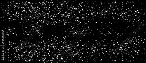 Small uneven spots and particles of debris. Abstract vector texture. Distressed background. Grunge snow and rain overlay with fine grains isolated on white background. Vector illustration. EPS10.