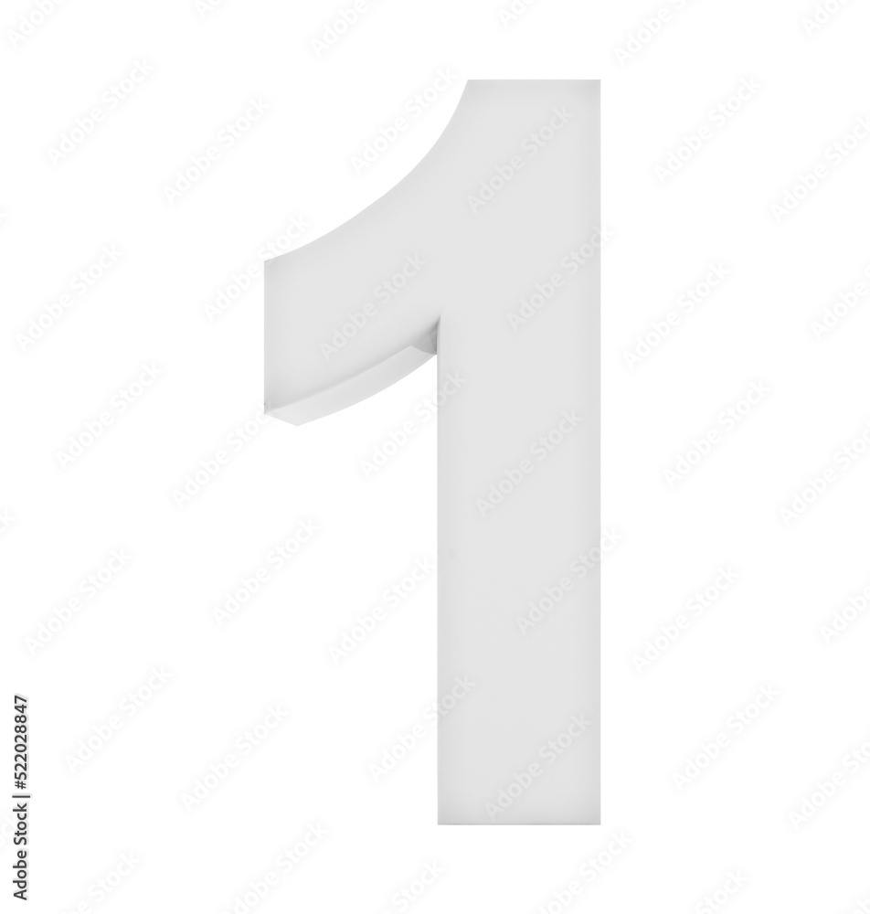 number 1 3d white isolated on white - 3d rendering number 1 3d white isolated on white - 3d rendering
