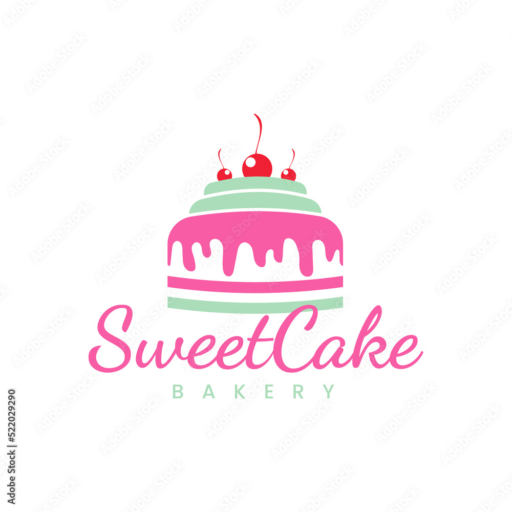 Sweet Cake Logo Cupcake Logo Icon,vector design template Sweet Shop logo Cake illustration with cherry Sweet Cake Logo Cupcake Logo Icon,vector design template Sweet Shop logo Cake illustration with cherry