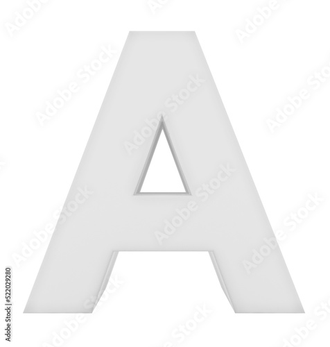 letter A 3d white isolated on white - 3d rendering