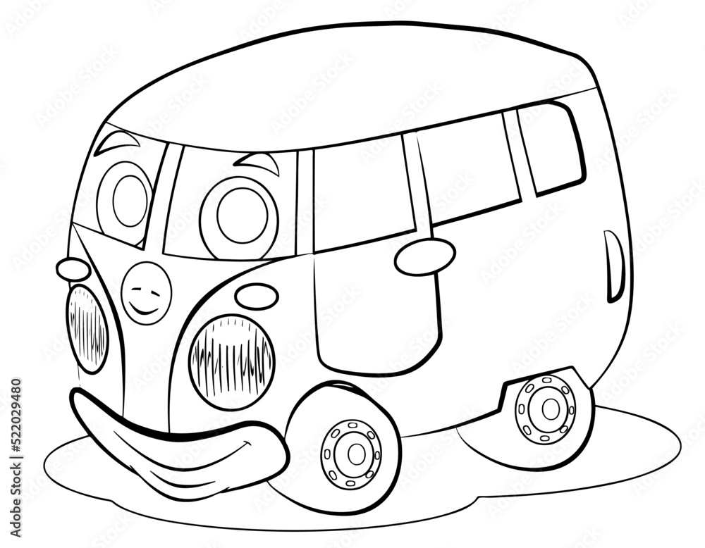 Cartoon vintage car for coloring page. Stock Vector | Adobe Stock