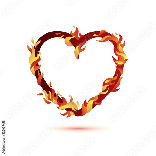 Flaming heart vector icon symbol of passionate love