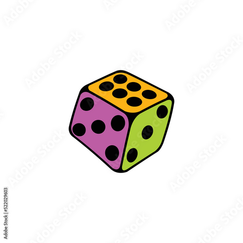 Multicolored and cute game dice. Vector