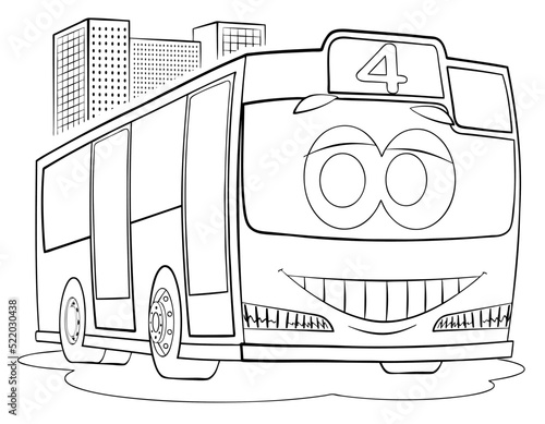 Cartoon city bus for coloring page.	