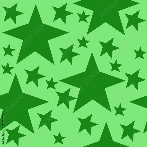 seamless star illustration on green background. Printing on dishes  bedding  napkins  paper wrapping  prints on clothes and fabrics  notepads.