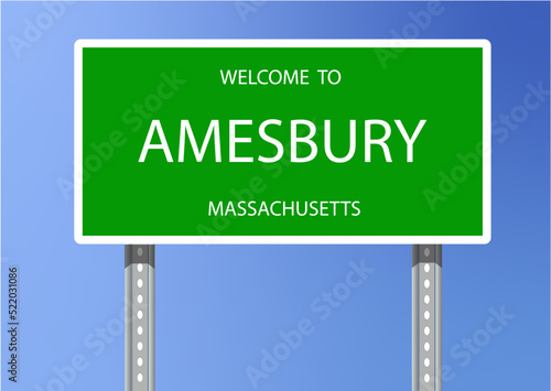 Vector Signage-Welcome to Amesbury, Massachusetts, United States photo