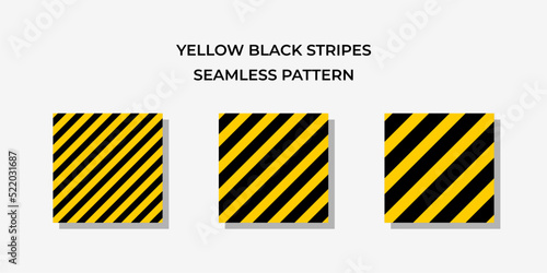 Yellow & Black Seamless Pattern Background Vector Illustration Set Various Thickness