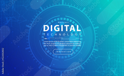 Digital technology banner blue green background concept, world map compass technology, abstract tech, innovation future data, internet network, Ai big data, lines dots connection, illustration vector
