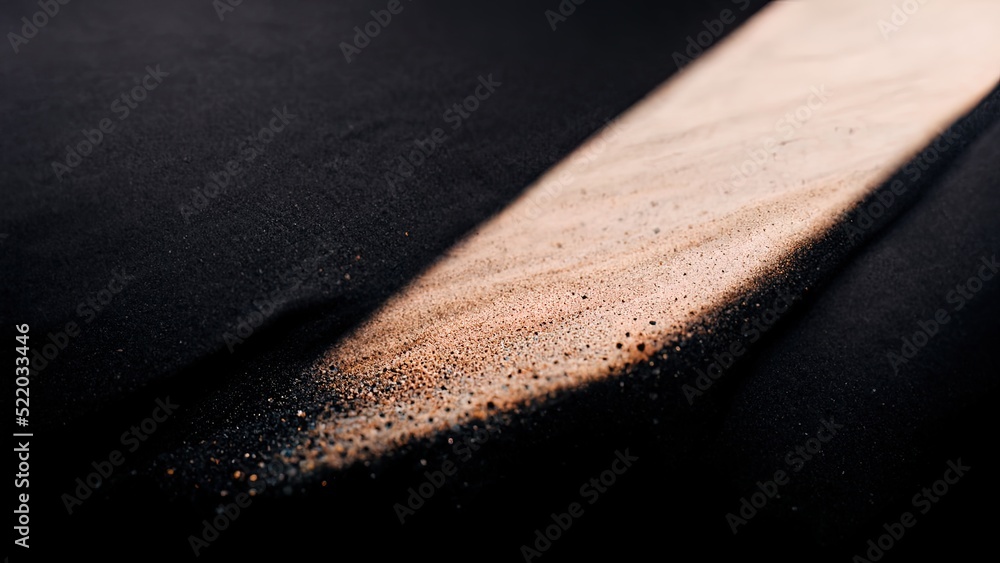 Black textured surface with light beam, reflection. Abstract high quality wallpaper. 4k close up, hints of gold. Black textured surface with light beam, reflection. Abstract high quality wallpaper. 4k close up, hints of gold.