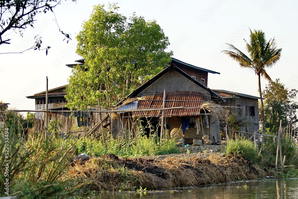 House on the bank of Inle Lake in Nyaungshwe, Myanmar