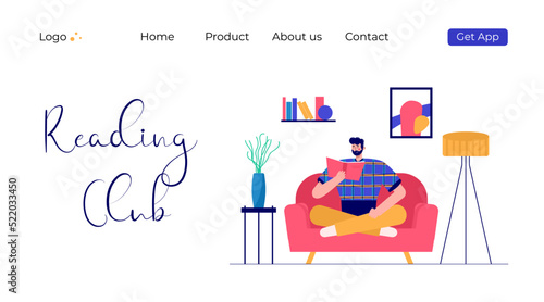 Modern people reading book, learning. Set of characters enjoying their hobbies, leisure. Vector illustration in flat cartoon style.