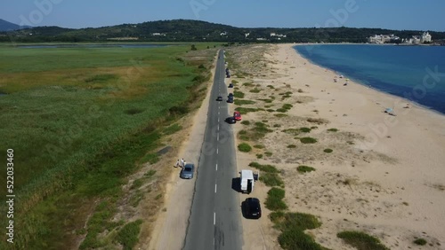 Flying above the road
