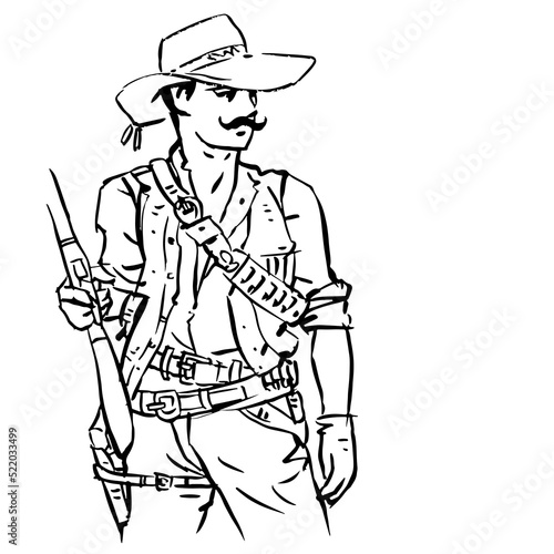cowboy with a gun vector for card illustration decoration