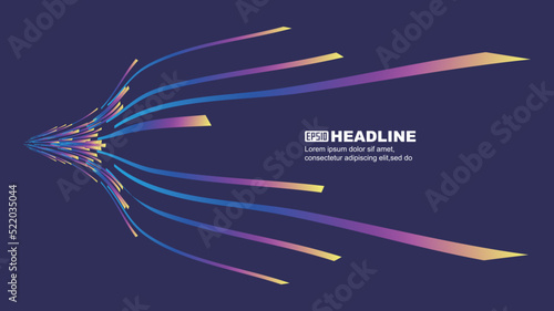 Ribbon vector background converging from right to left with one point